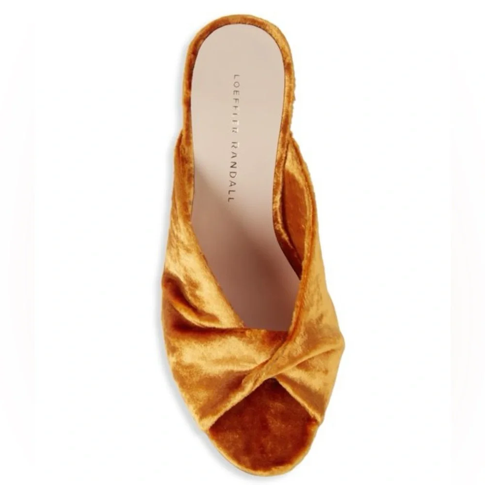 Loeffler Randall Laurel Velvet Twist Mules in Tangerine - Picture 2 of 9